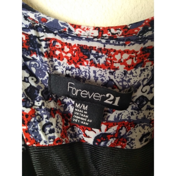 Forever 21 Red White Blue Floral Watercolor Rorschach Top - Picture 2 of 5